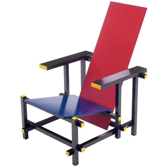 Appraisal: Gerrit Rietveld Red and Blue Chair by Cassina iconic DeStijl