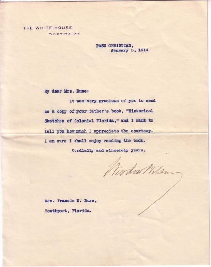 Appraisal: WILSON WOODROW Brief Typed Letters Signed as President to Francis