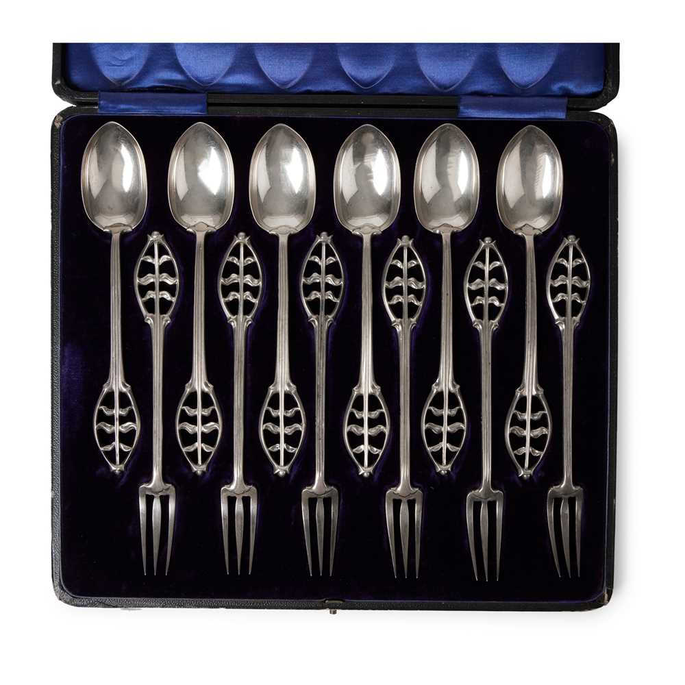 Appraisal: W A S BENSON - DESSERT SET silver comprising six