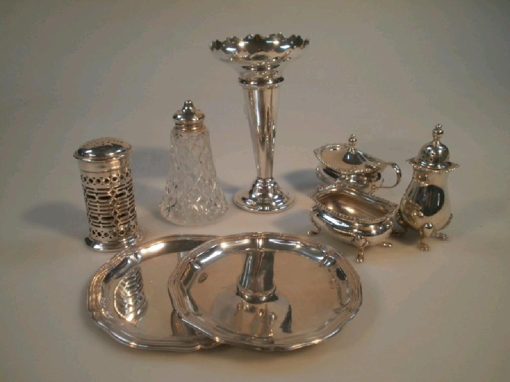 Appraisal: Eight small silver items including two continental pin trays three