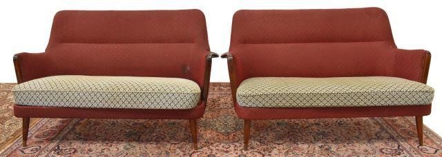 Appraisal: lot of Danish mid-century modern sofas c s upholstered back