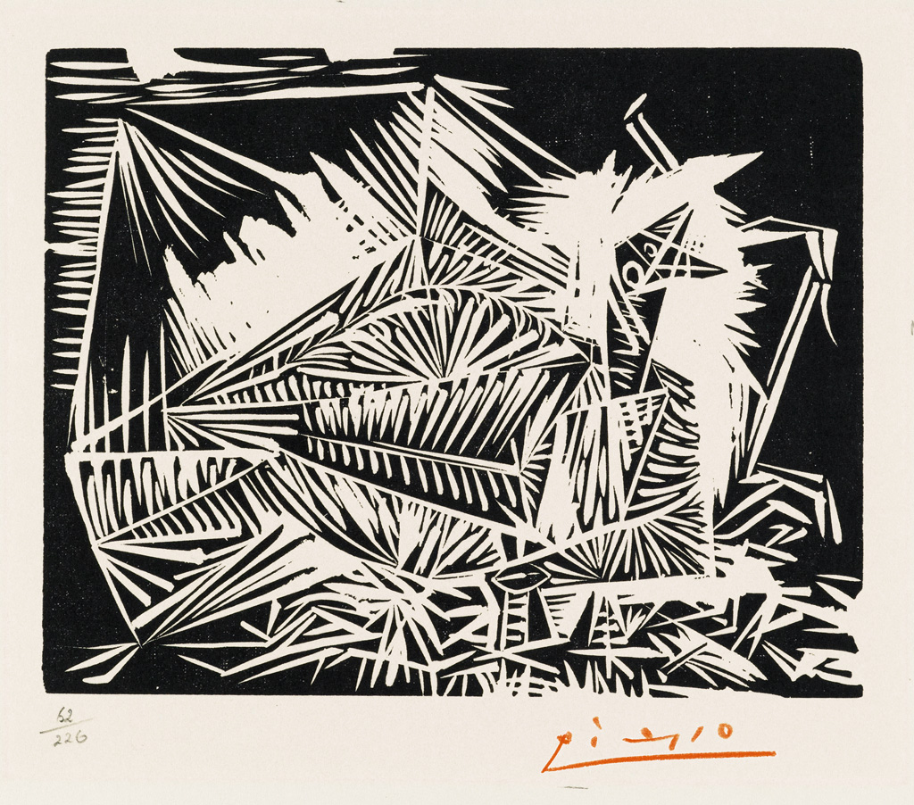 Appraisal: PABLO PICASSO Le Pigeonneau Linoleum cut x mm x inches