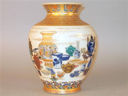 Appraisal: Exceptional Japanese earthenware satsuma vase shimazu crest elaborate signature within