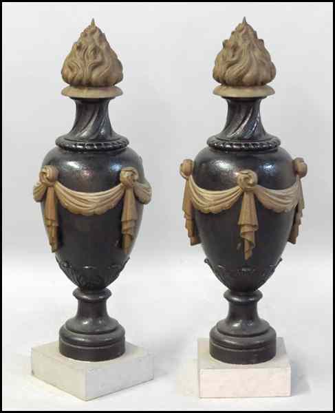 Appraisal: PAIR OF FRENCH PAINTED CAST IRON GARDEN ORNAMENTS Marked 'Founderies