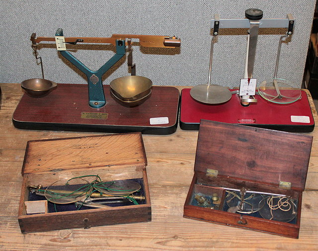 Appraisal: A MAHOGANY CASED SET OF HAND HELD SCALES with glass