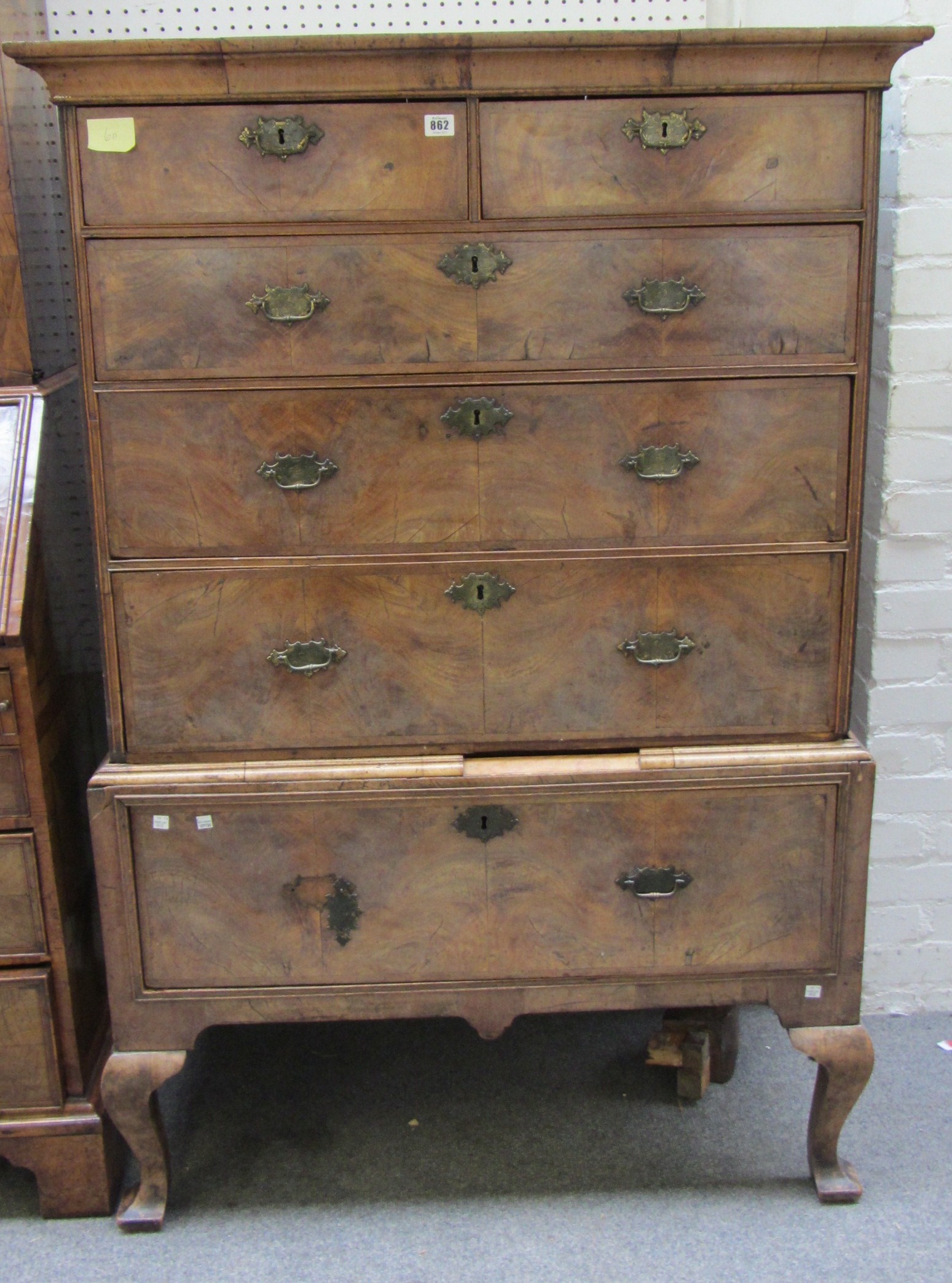 Appraisal: An th century walnut chest of two short and three