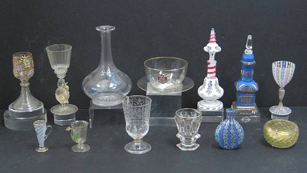 Appraisal: An assembled group of colored and decorated glass ware th