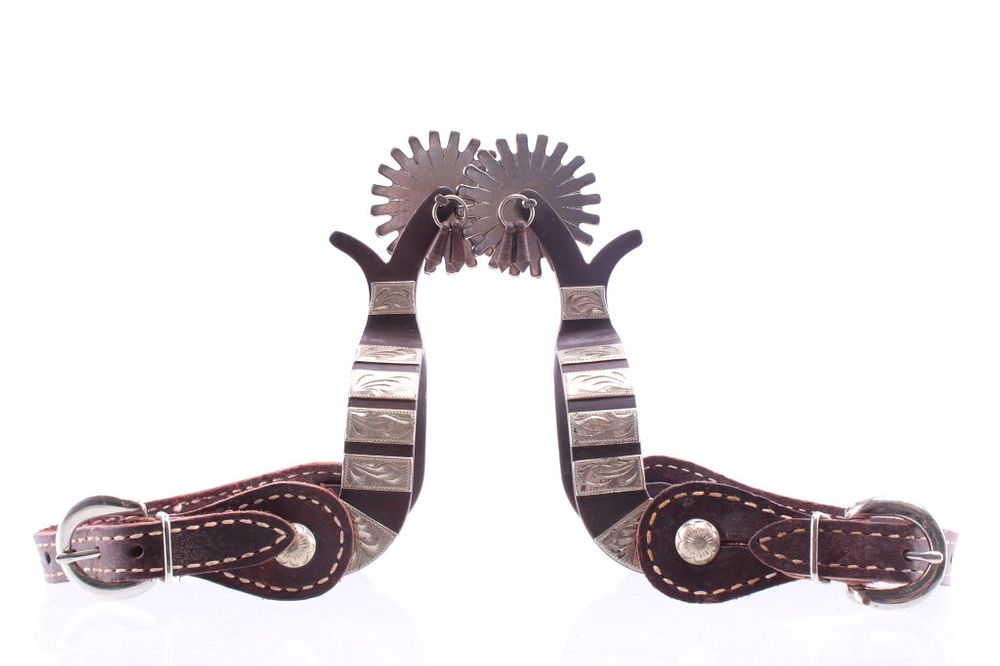 Appraisal: Vaquero Silver Mounted Jingle Bob Spur Pair Featured in this