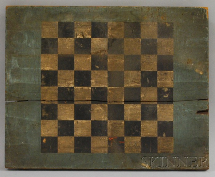 Appraisal: Painted Checkers Game Board on a Davis Lawrence Medicine Manufacturers