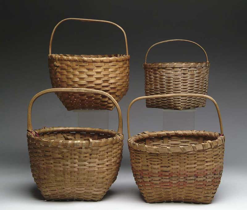 Appraisal: LOT OF FOUR HANDLED BASKETS Various ages all with fixed