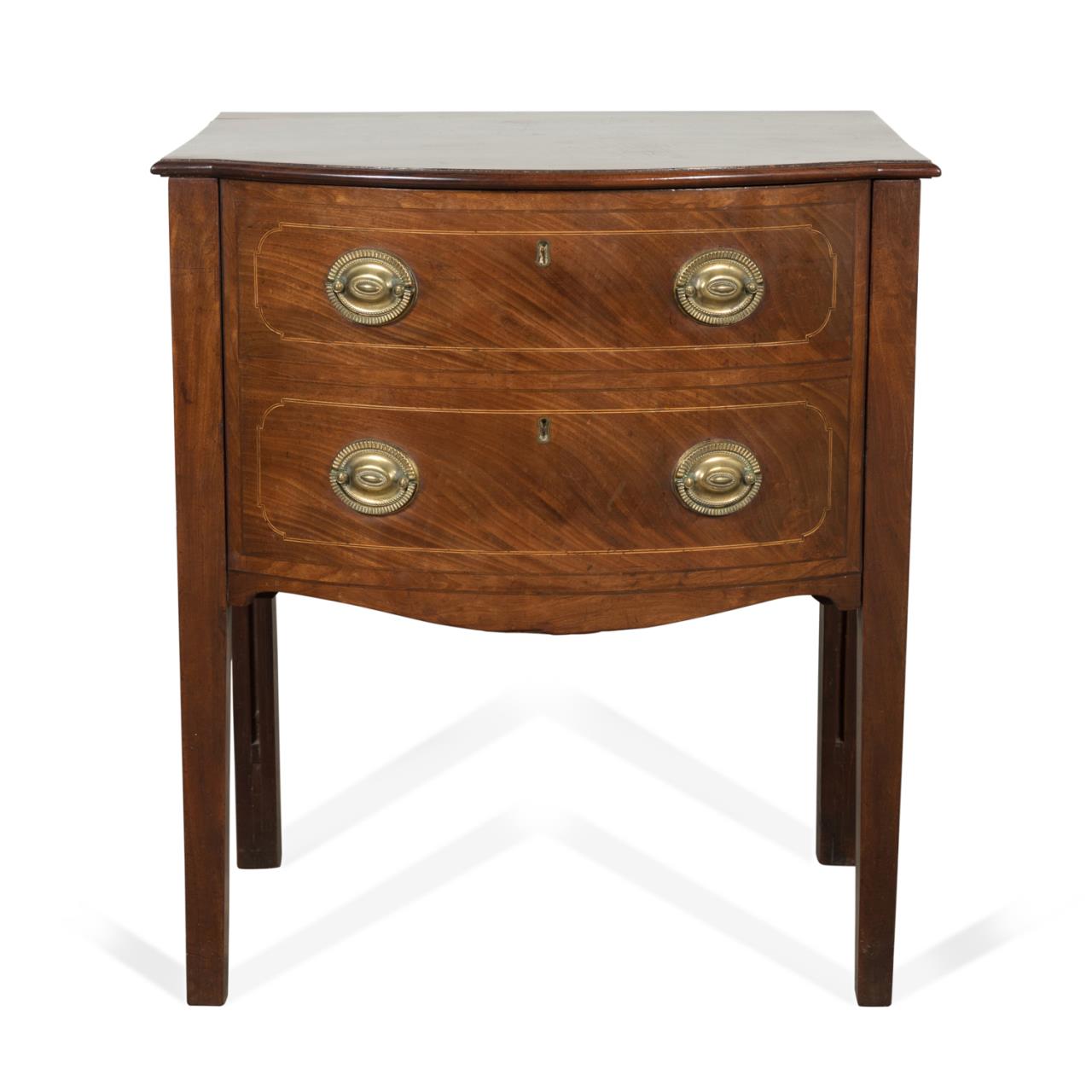 Appraisal: TH C MAHOGANY BOW FRONT BEDSIDE COMMODE Mahogany bow front