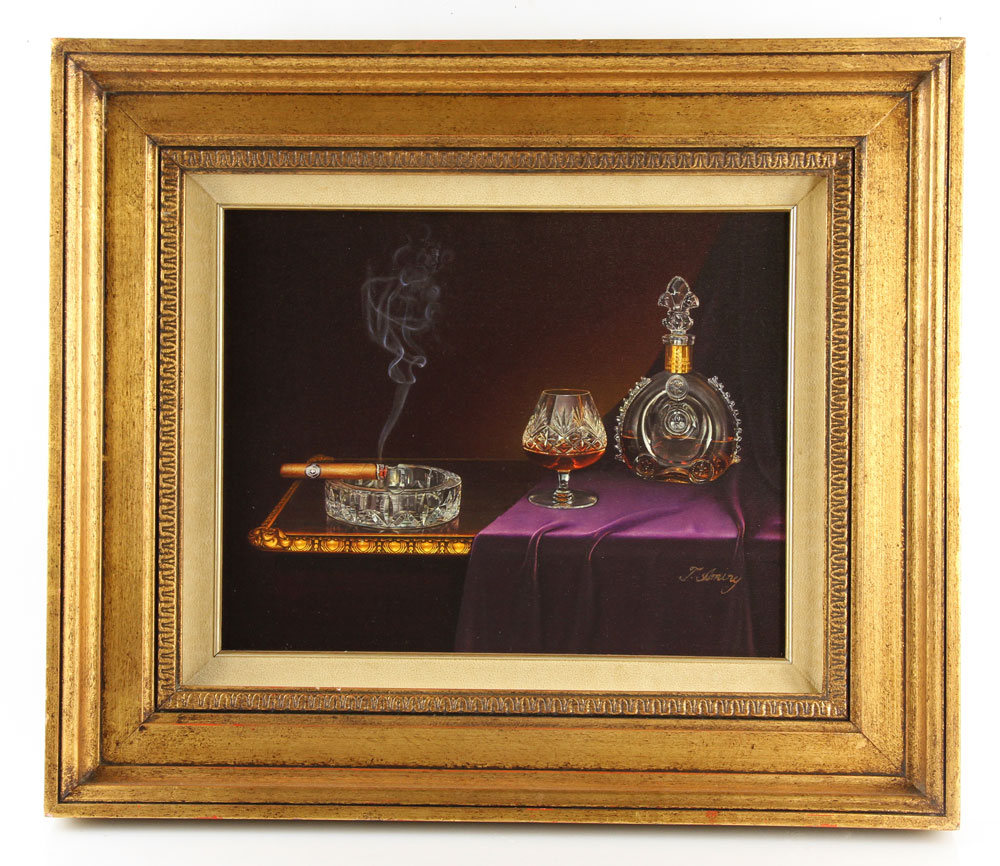 Appraisal: - Amiry Still Life Cognac and Cigar O C T