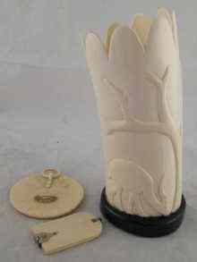 Appraisal: A carved ivory vase probably African approx cm high a