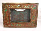 Appraisal: A Tiffany studios bronze and green art glass photo frame