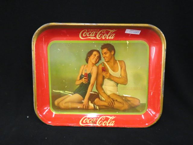 Appraisal: Coca-Cola Advertising Tray Maureen O'Sullivan and Johnny Weisemuller x