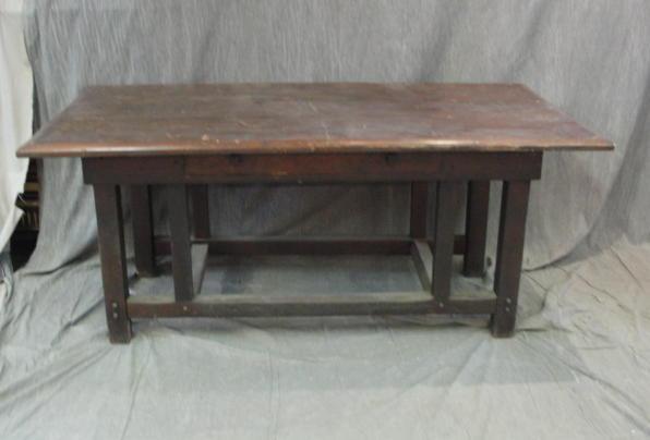 Appraisal: Mission Style Table with Drawer All wood pegs From a