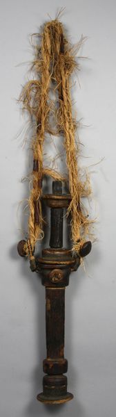 Appraisal: Antique African dagger having woven handle and animal hide on