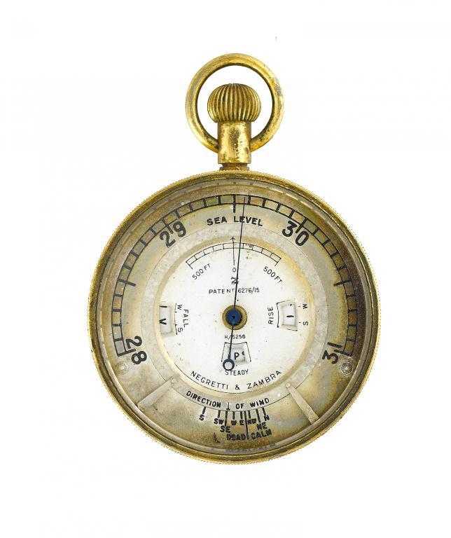 Appraisal: AN ENGLISH GILT BRASS POCKET ANEROID BAROMETER FORECASTER BY NEGRETTI