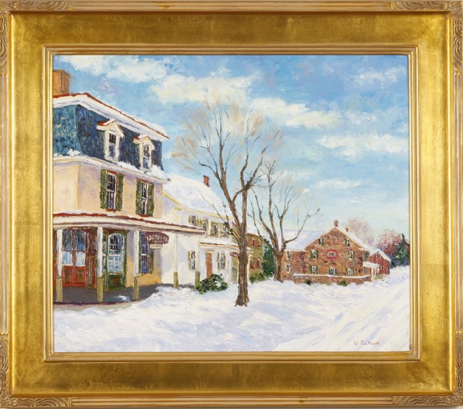 Appraisal: Village of Lederach - Winter oil on canvas x SLR