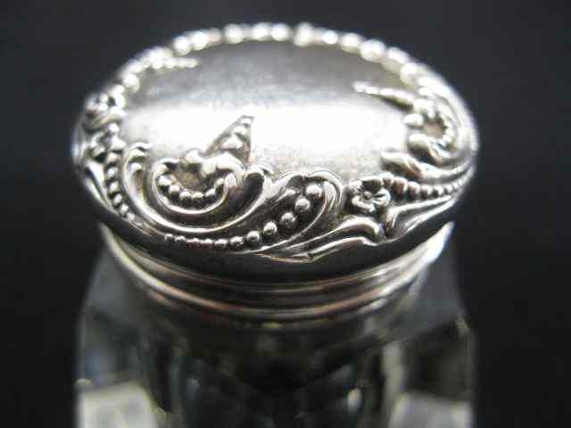 Appraisal: Sterling Silver Cut Crystal Inkwell fancy top '' by F