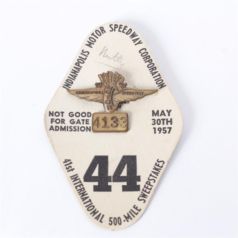 Appraisal: Indianapolis Motor Speedway Bronze Pit Pass back-up card H x