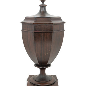 Appraisal: An English Mahogany Cutlery Urn th Century Height x width