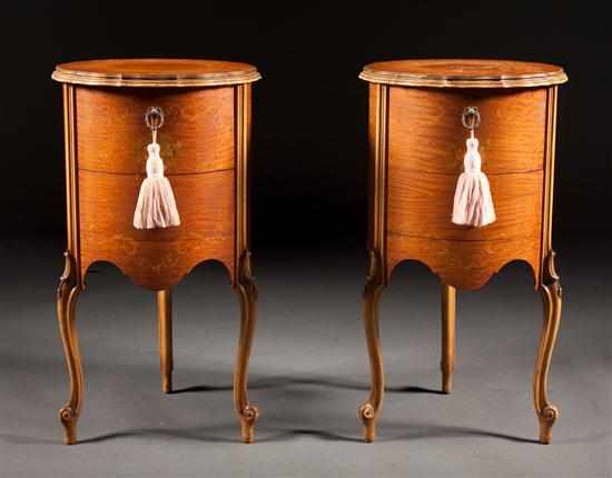 Appraisal: Pair of Louis XV style painted walnut tables de nuit