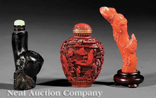 Appraisal: A Group of Three Chinese and Japanese Snuff Bottles the