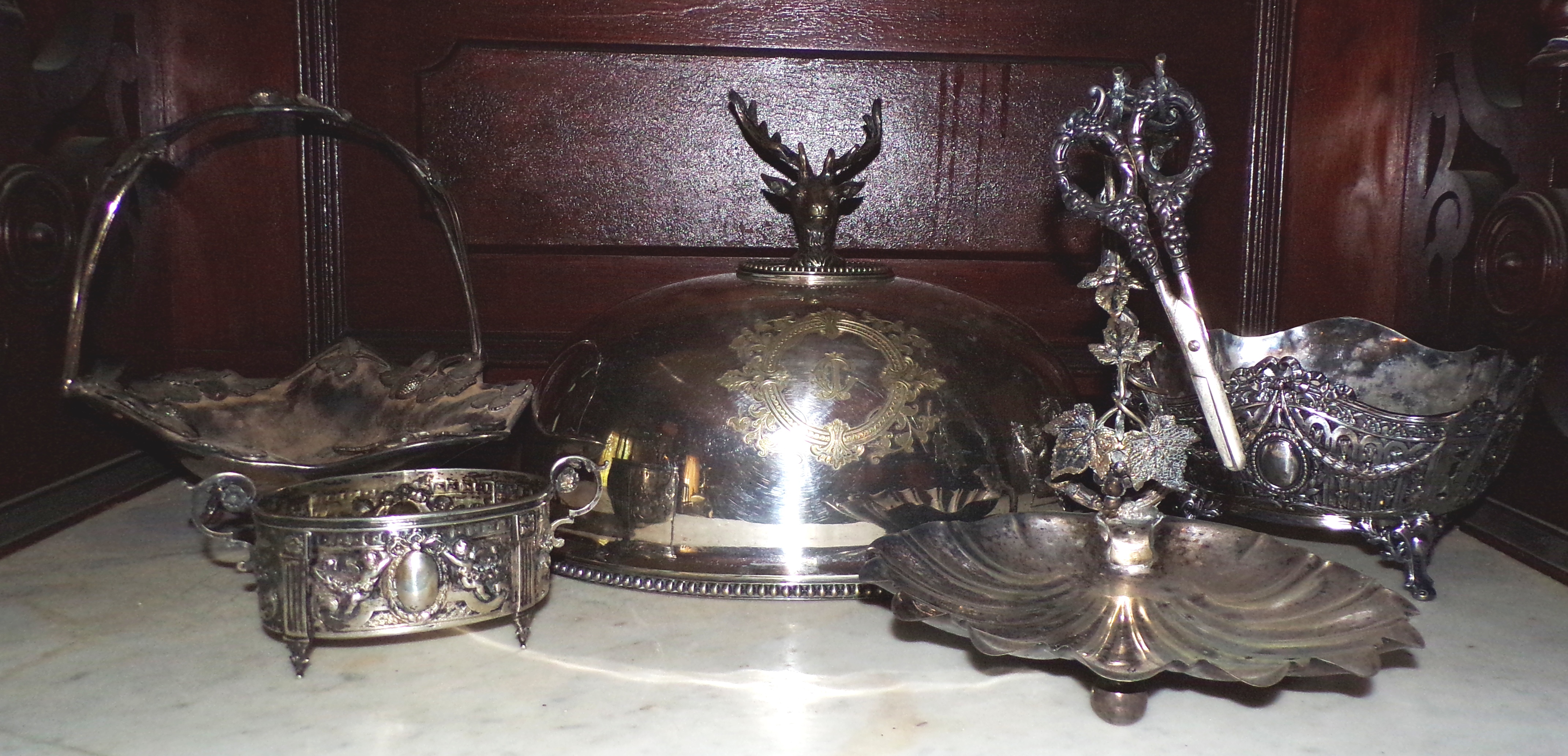 Appraisal: Victorian silver plate items- Tureen cover with elk head handle