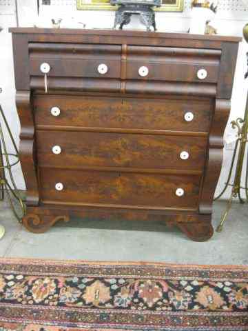 Appraisal: th Century Empire Chest mahogany two over three drawers porcelain