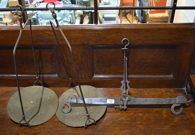 Appraisal: An iron and brass set of balance scales