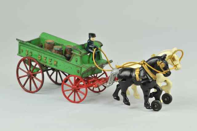 Appraisal: BEER WAGON Kenton cast iron open bed wagon painted green