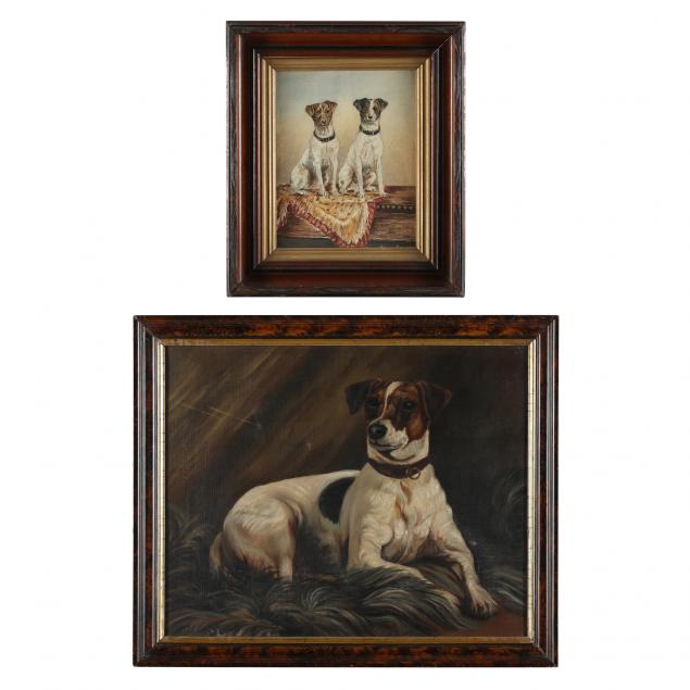 Appraisal: TWO ANTIQUE PAINTINGS OF BELOVED JACK RUSSELL TERRIERS The first