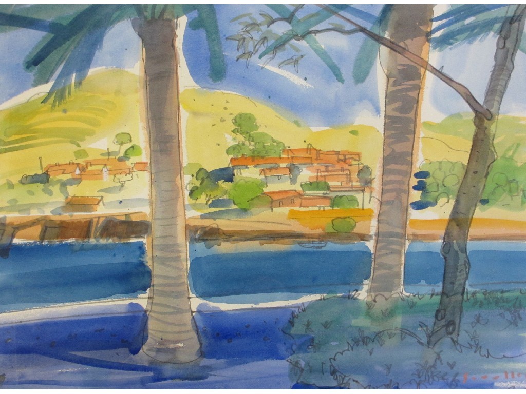 Appraisal: GLEN SCOULLER RSW RGI b PALMS PORT VENDRES Watercolour signed