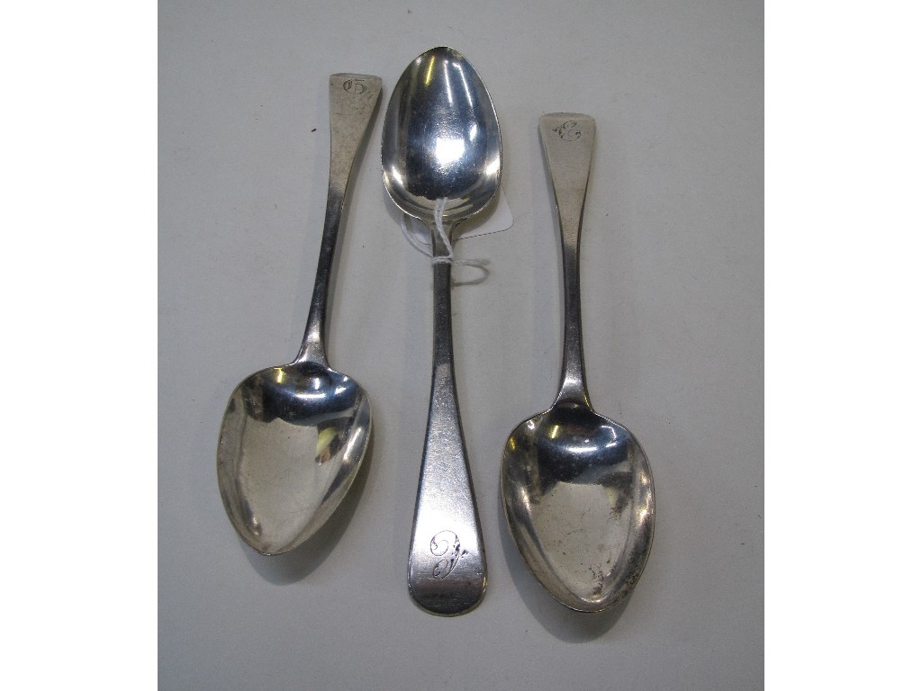 Appraisal: Lot comprising two Victorian and Georgian silver dessert spoons London