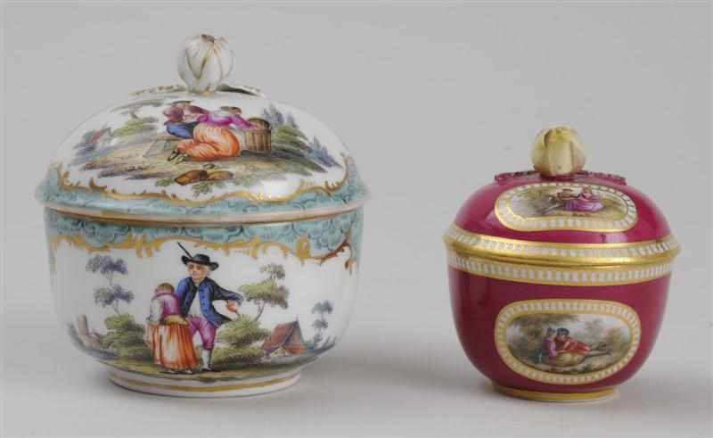 Appraisal: TWO MEISSEN PORCELAIN SMALL BOWLS AND COVERS The larger with