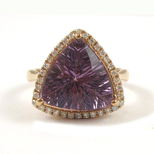 Appraisal: AMETHYST DIAMOND AND ROSE GOLD RING The k rose gold