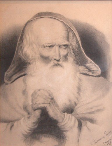 Appraisal: Artist Possibly Ghitla Teucman Title Drawing of Venerable Jewish Elder