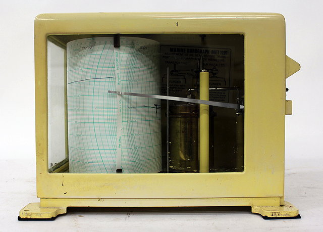 Appraisal: A MARINE BAROGRAPH set in a cream painted case cm