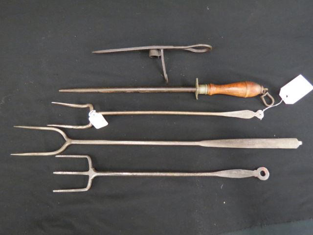 Appraisal: Antique Fireplace Utensils and Tools includes a three prong fork