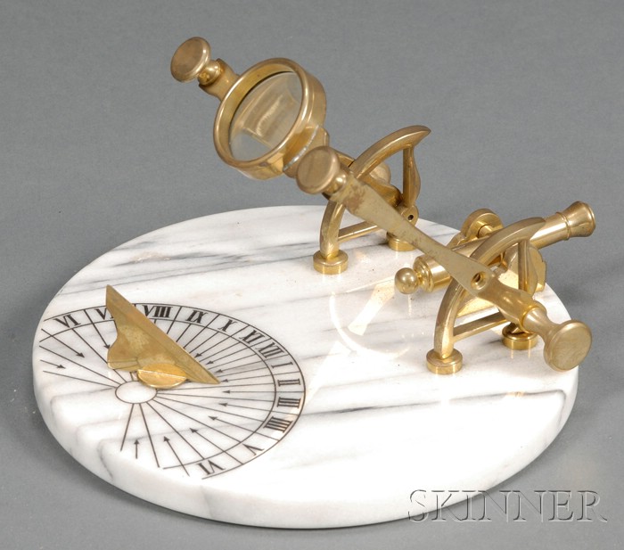 Appraisal: Marble and Brass Noon Sundial modern with in dia marble