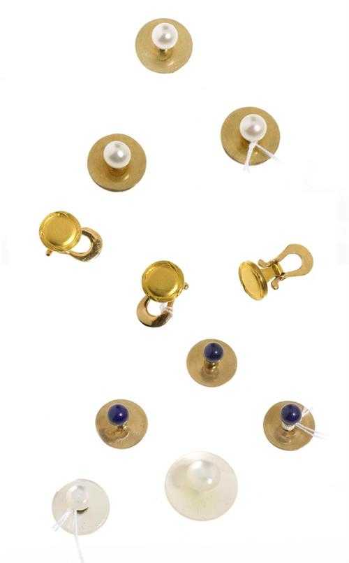 Appraisal: THREE SETS OF SHIRT BUTTONS ca Yellow and pink gold