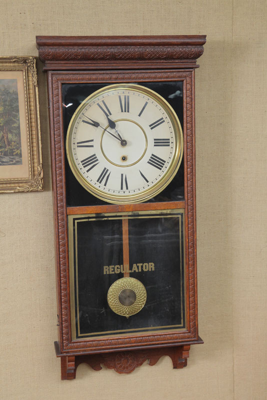 Appraisal: REGULATOR WALL CLOCK Sessions wall clock eight day brass works