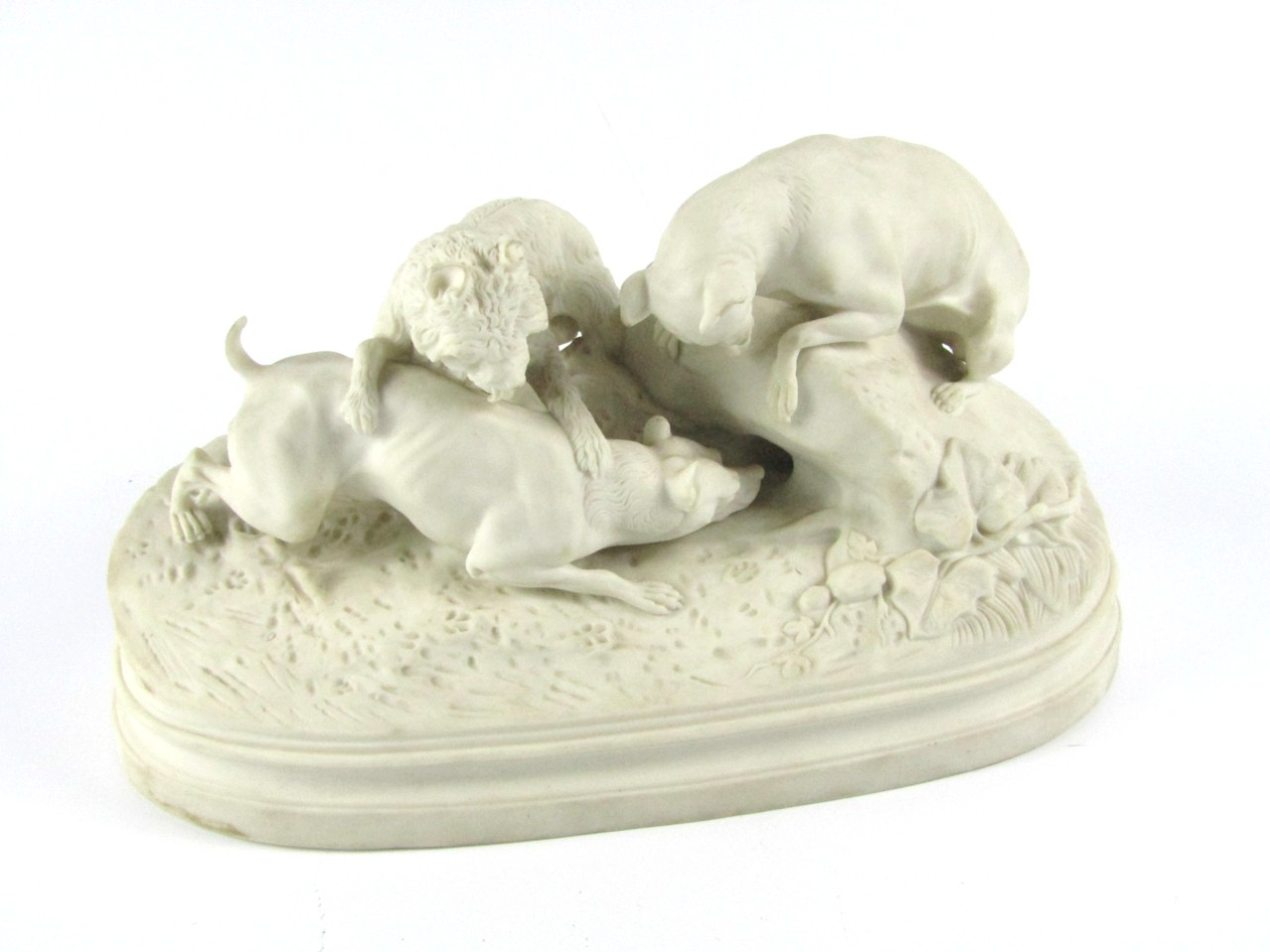 Appraisal: A late thC Parian figure group of hounds and a