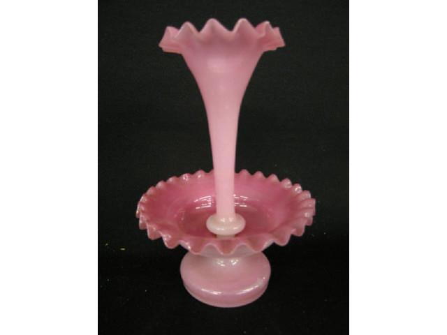 Appraisal: Victorian Art Glass Epergne light cranberry opaque glass single lily