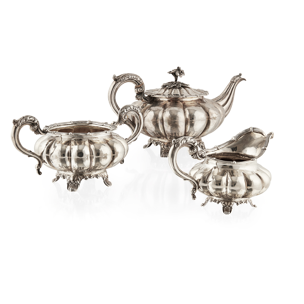 Appraisal: A matched Victorian three piece tea service Benjamin Stephens London