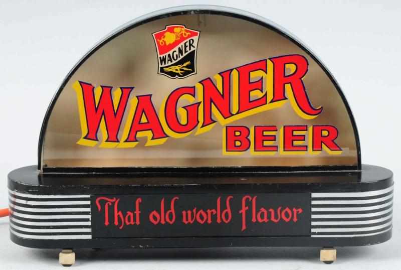 Appraisal: Wagner Beer Reverse Glass Light Up Sign Illinois Nice Art