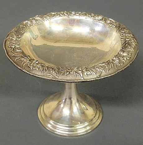 Appraisal: Kirk Silver Co sterling silver compote with chrysanthemum repouss decorated