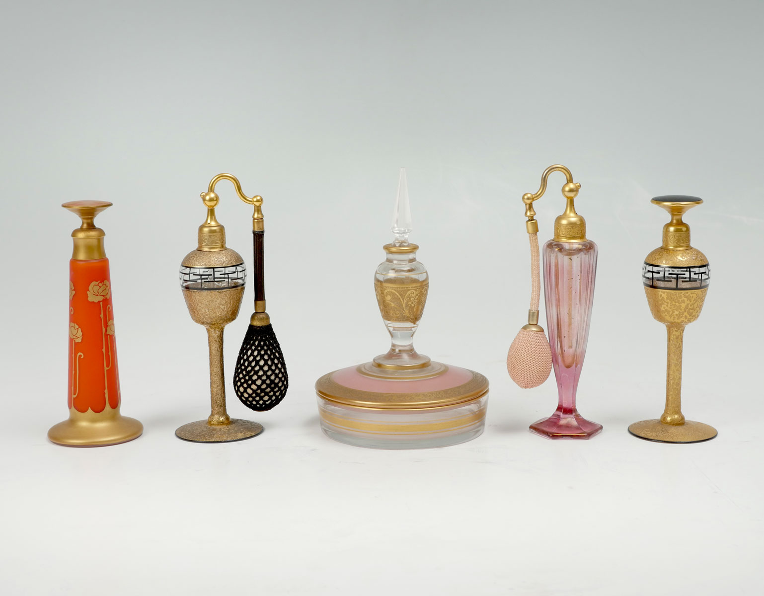 Appraisal: PC GLASS PERFUME BOTTLE COLLECTION INCLUDING DIVILBIS Comprising - Atomizer