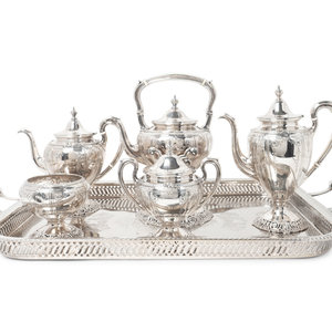 Appraisal: A Dominick Haff Silver Five-Piece Tea and Coffee Service With